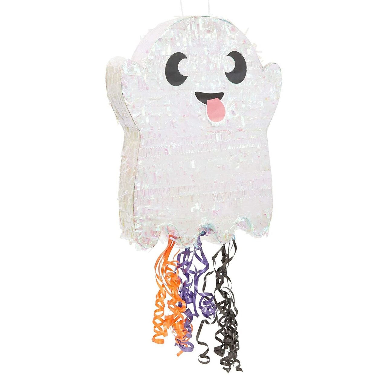 Spooky Central Halloween Pinata Pull String Ghost Party Supplies for Kids Ages 3-14 – Sturdy Paper Design, Easy-Hang – Iridescent & Multicolor (17 x 13 x 3 in)